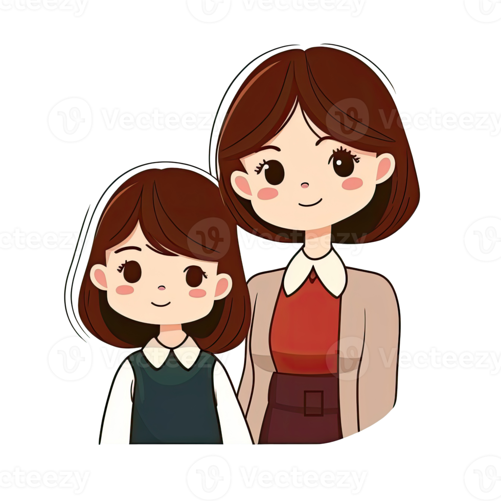 Mother and Daughter Cartoon png