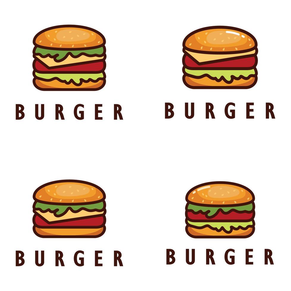 Burger logo illustration, restaurant emblem, cafe, burger and factory label, fast food, vector