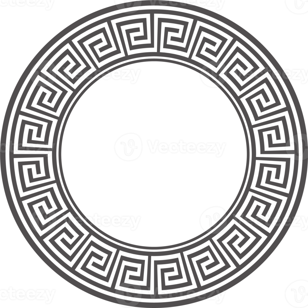 Circle Greek frame. Round meander border. Decoration pattern png