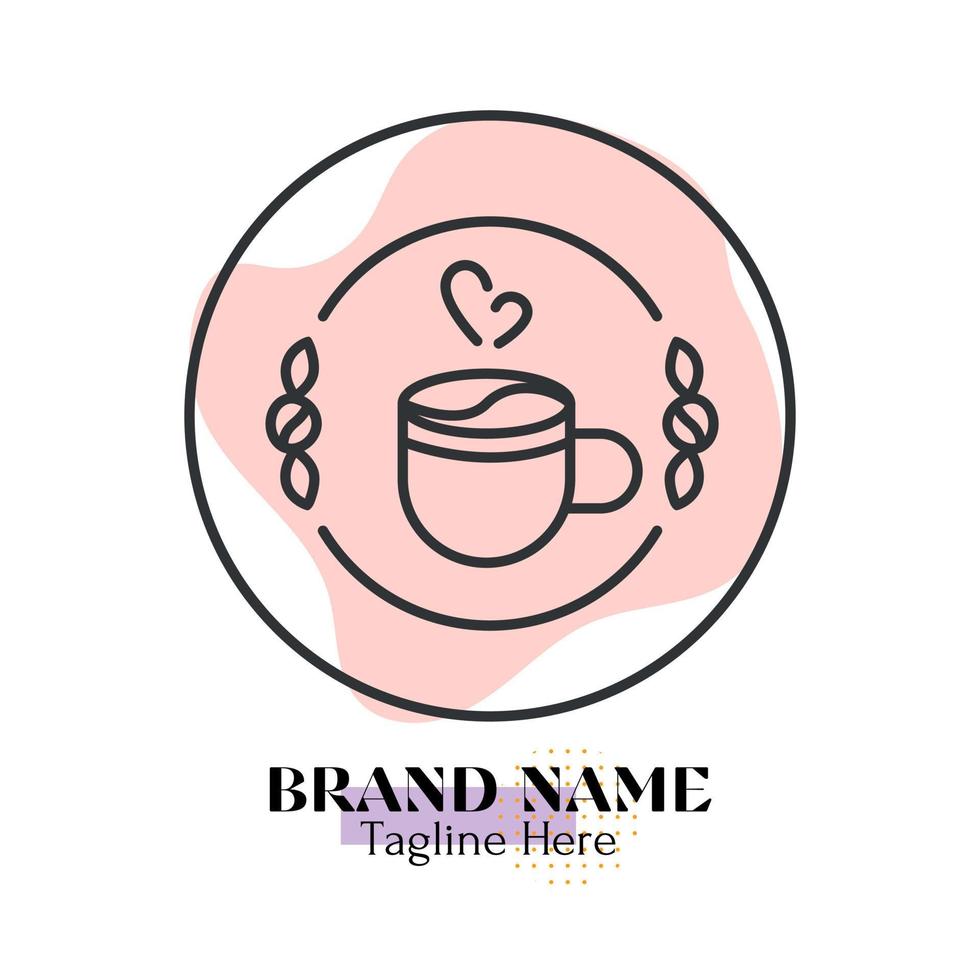 Coffee minimalist logo design illustration, brand identity emblem vector