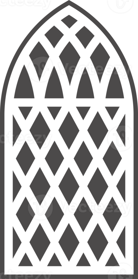 Church medieval window. Old gothic style architecture element. Glyph illustration png
