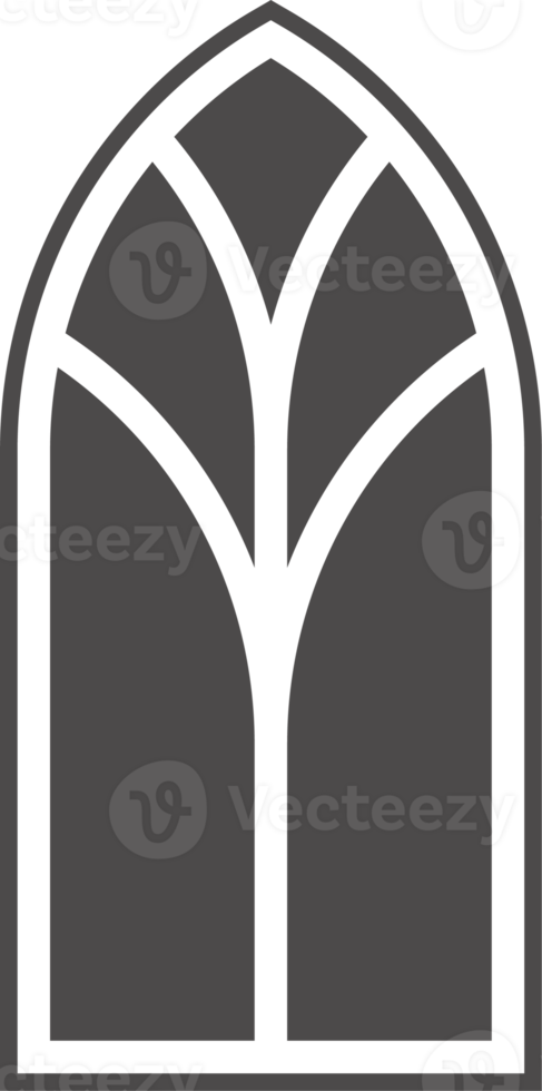Church medieval window. Old gothic style architecture element. Glyph illustration png