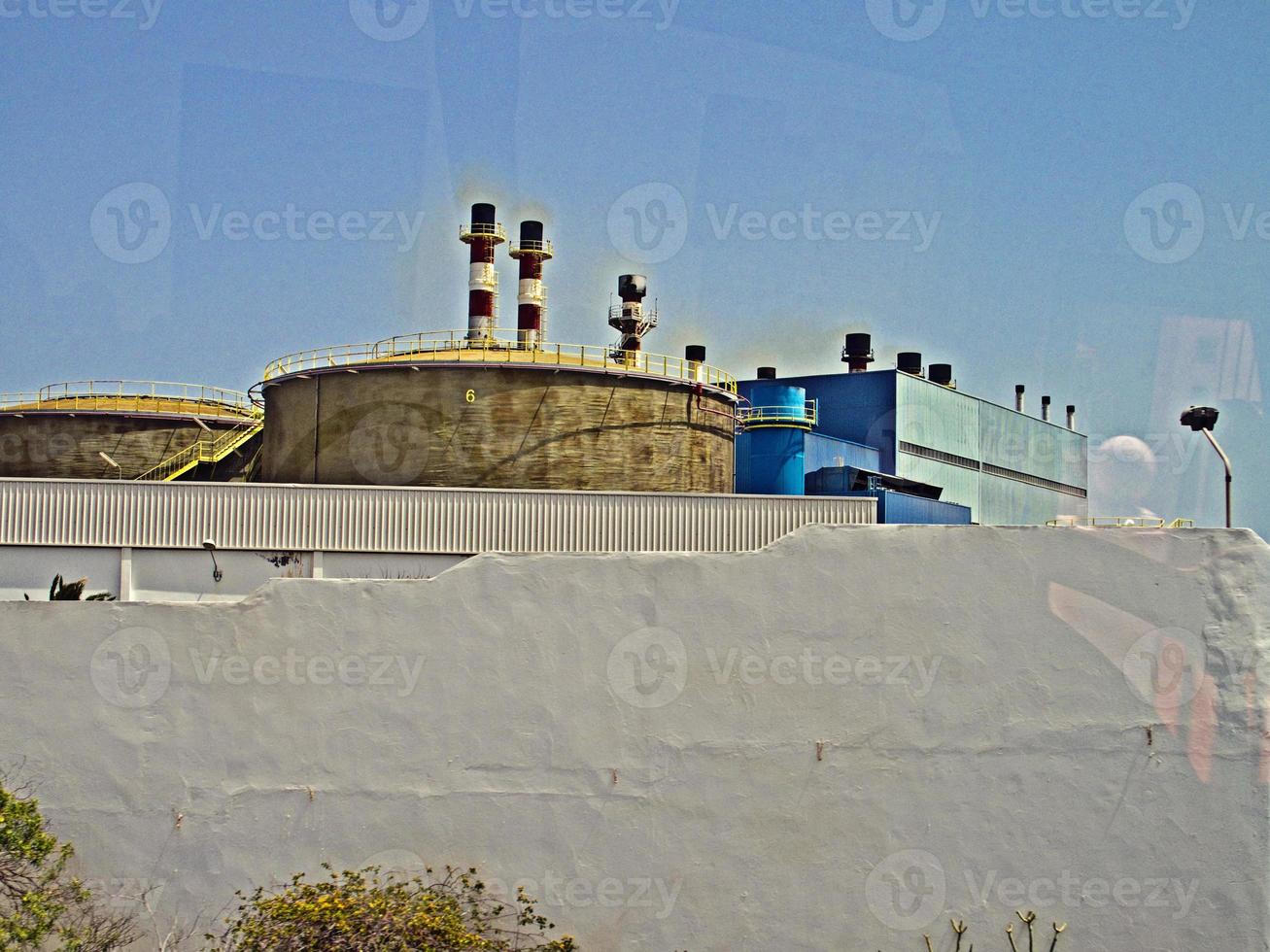 scenery with the city's characteristic white buildings from the Spanish island of Lanzarote on a warm summer day photo