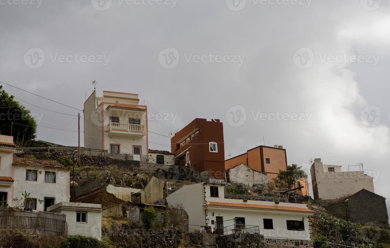 original colorful houses on the Spanish island of Canary Gomera photo