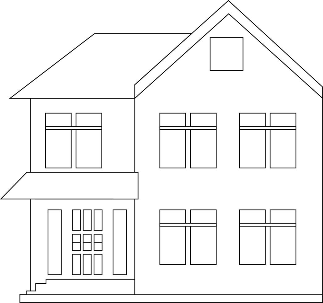 home Coloring page for kids Free Vector