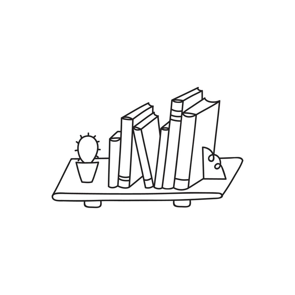 Hand drawn vector illustration bookshelf.