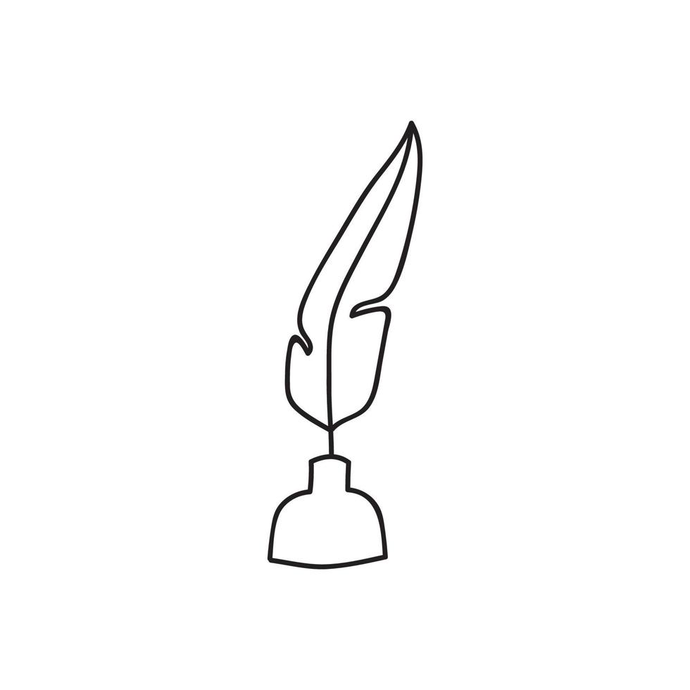 Hand drawn vector feather. Isolated on white background