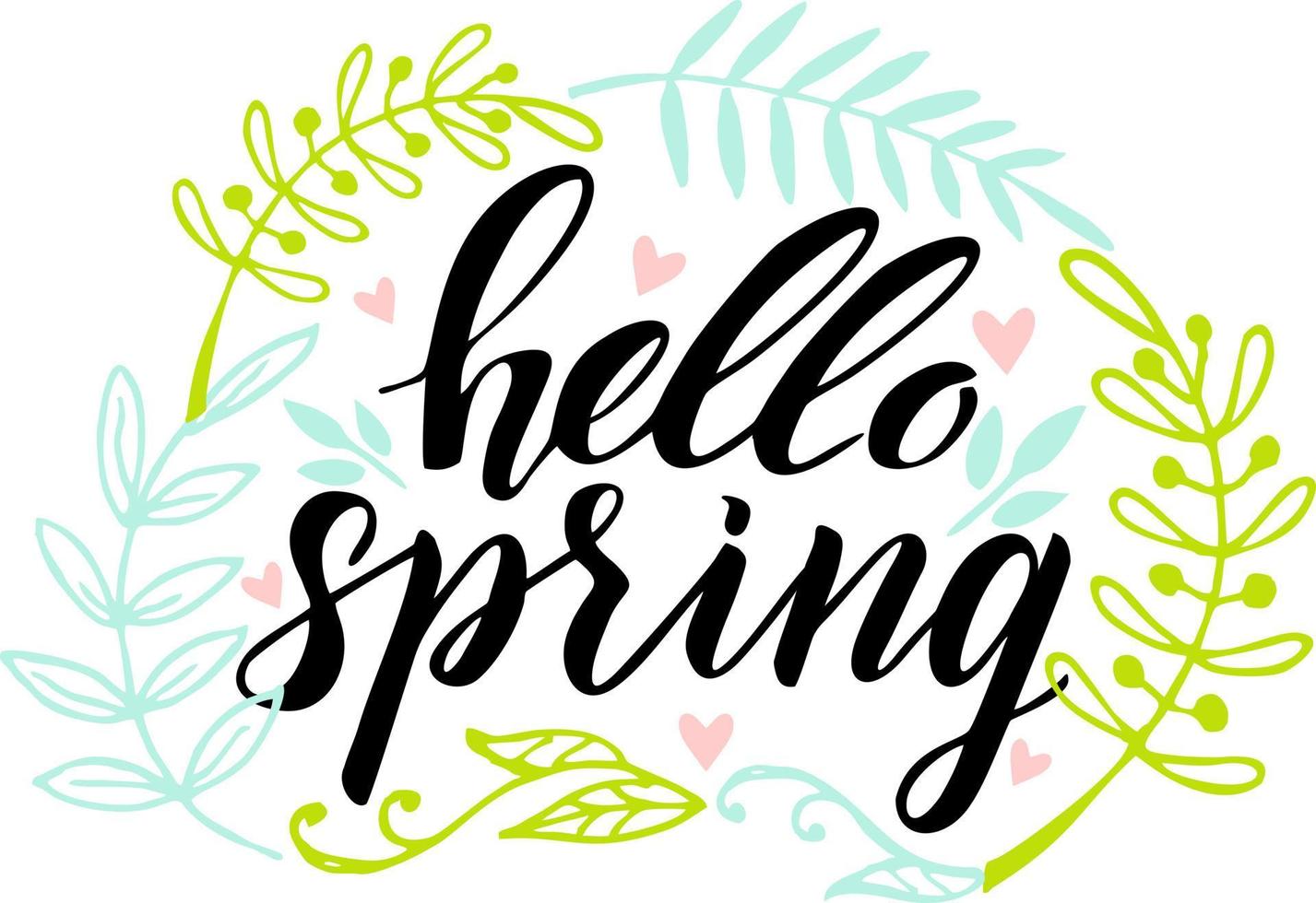 Phrase Hello spring Brush Pen lettering isolated on background vector