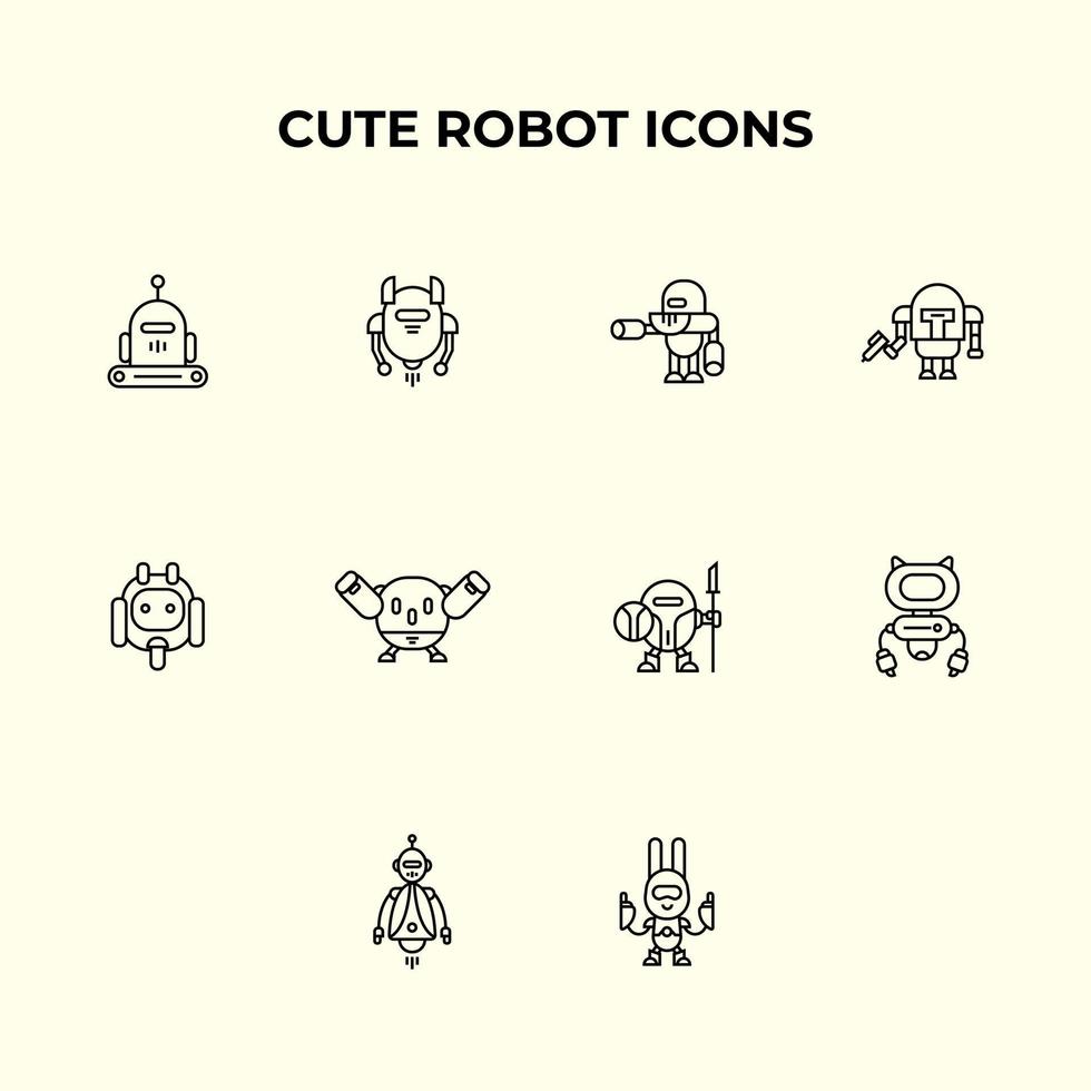 Modern Cute Robot Icon set 22919000 Vector Art at Vecteezy