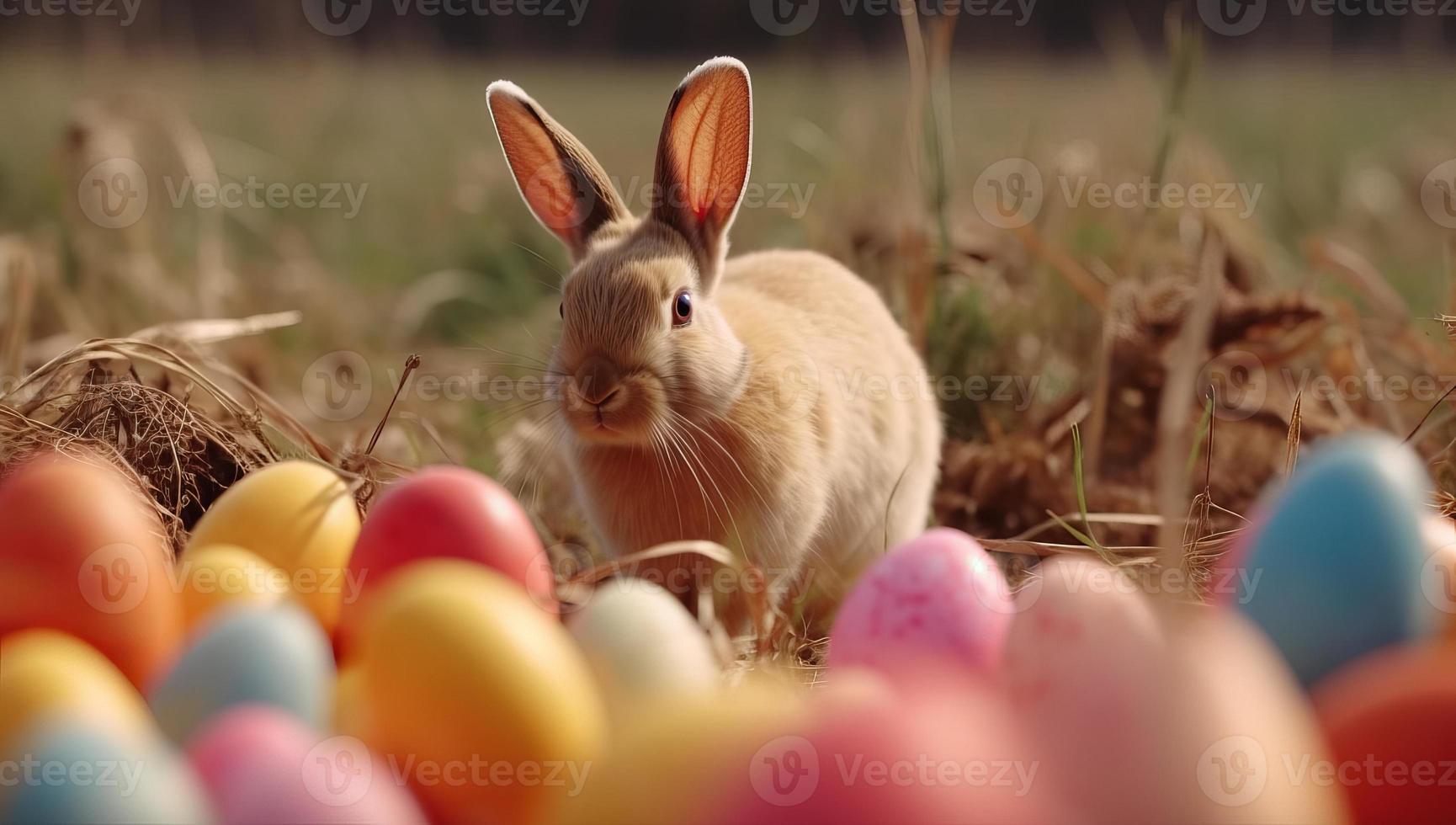 Happy Easter Holiday Cute Rabbit Animal Digital Funny Illustration photo