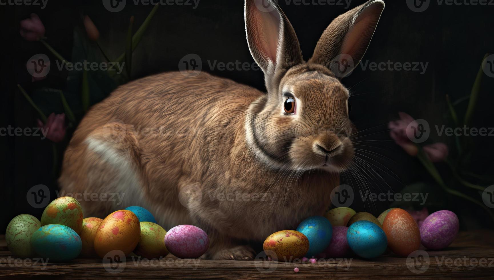 Happy Easter Holiday Cute Rabbit Animal Digital Funny Illustration photo