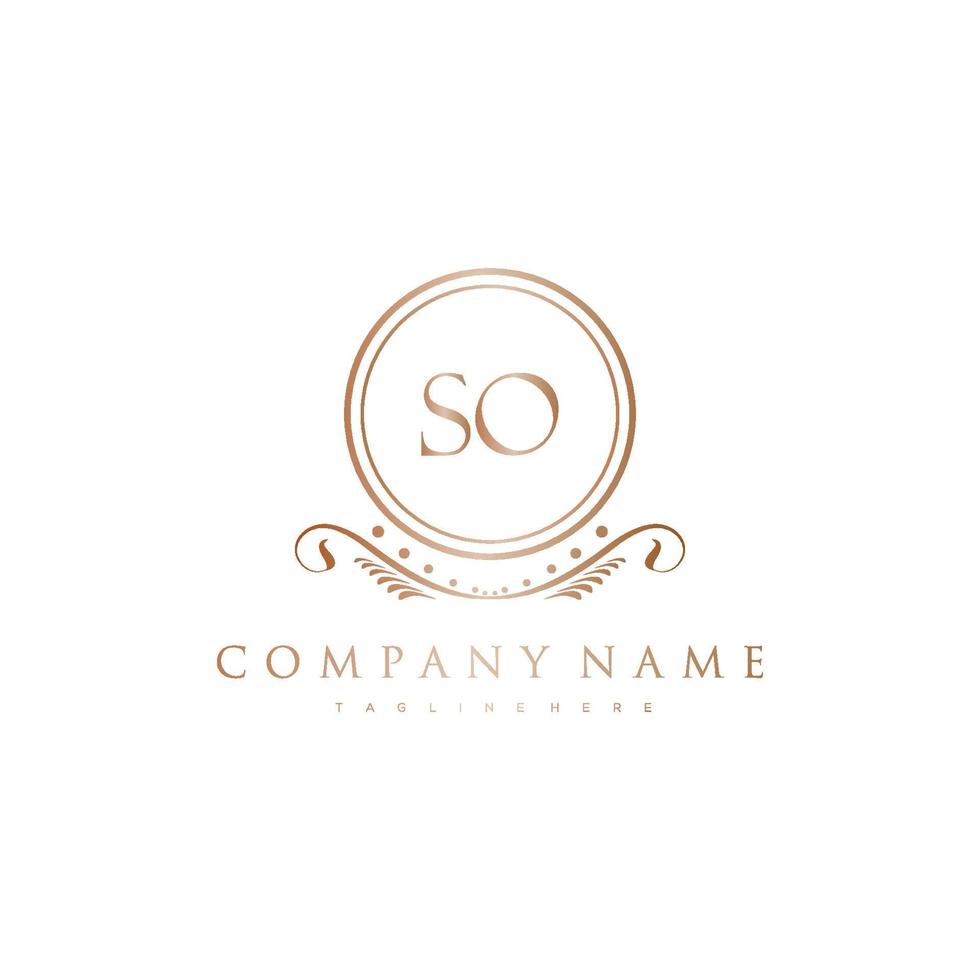 SO Letter Initial with Royal Luxury Logo Template vector