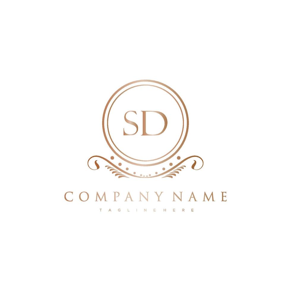 SD Letter Initial with Royal Luxury Logo Template vector