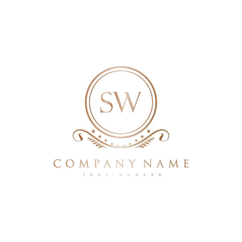 SW Letter Initial with Royal Luxury Logo Template vector