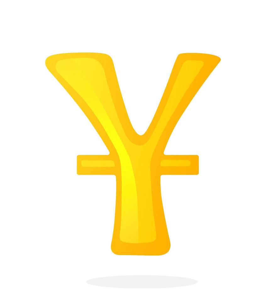 Golden sign of yuan with one line vector