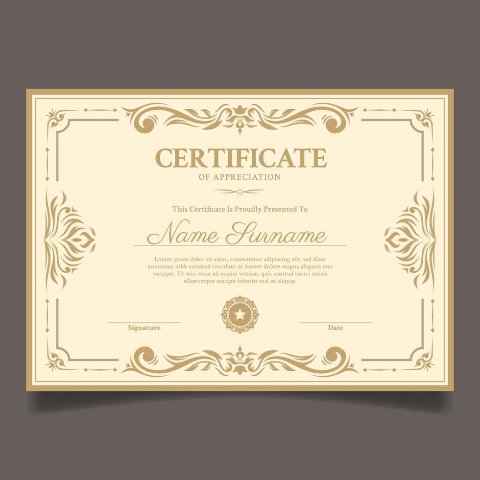 Vintage Classic Certificate with Ornamental Element vector