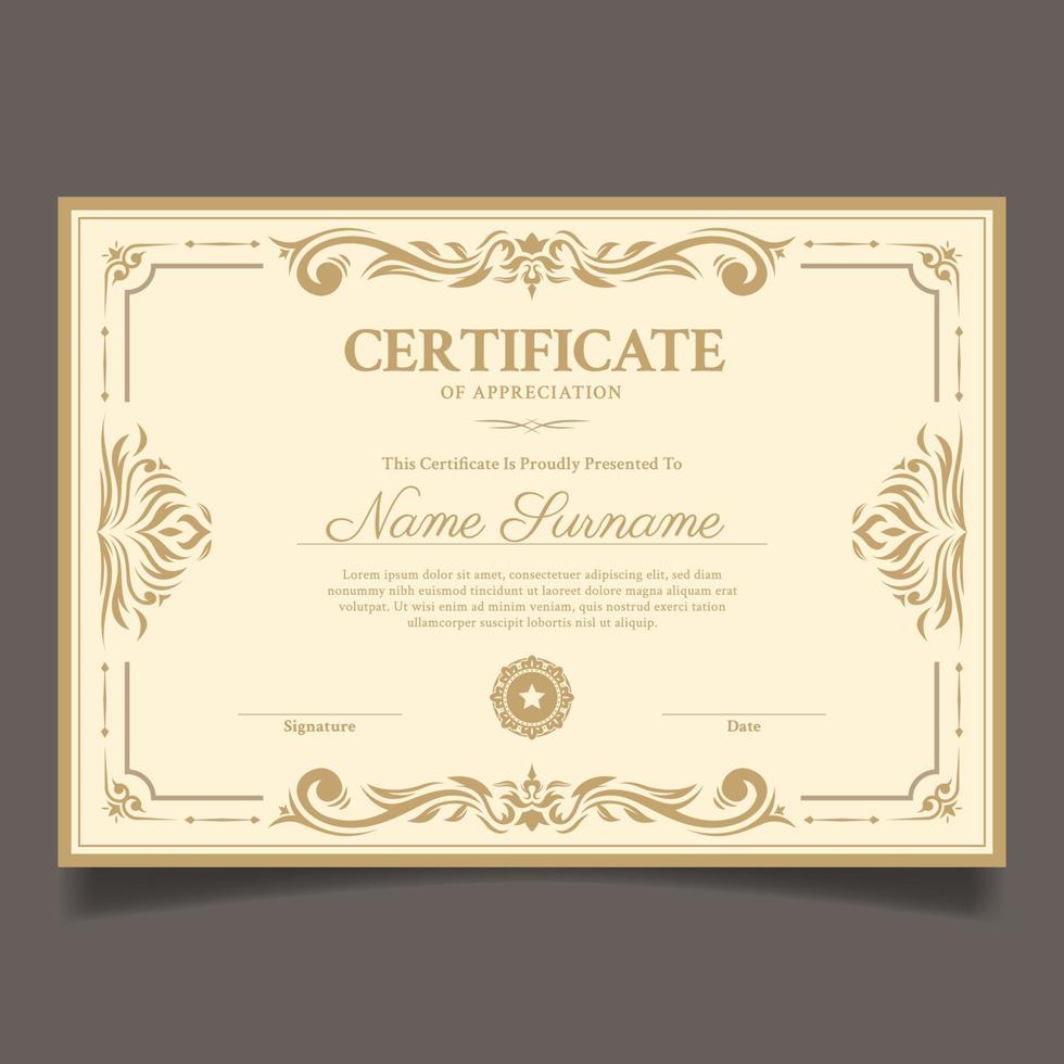 Clásico clásico certificado con ornamental elemento vector