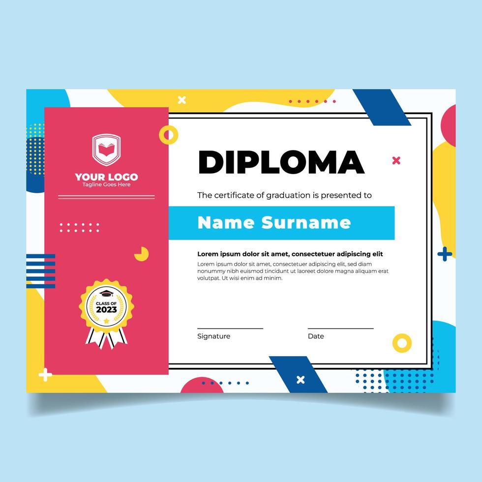 educación diploma certificado modelo vector