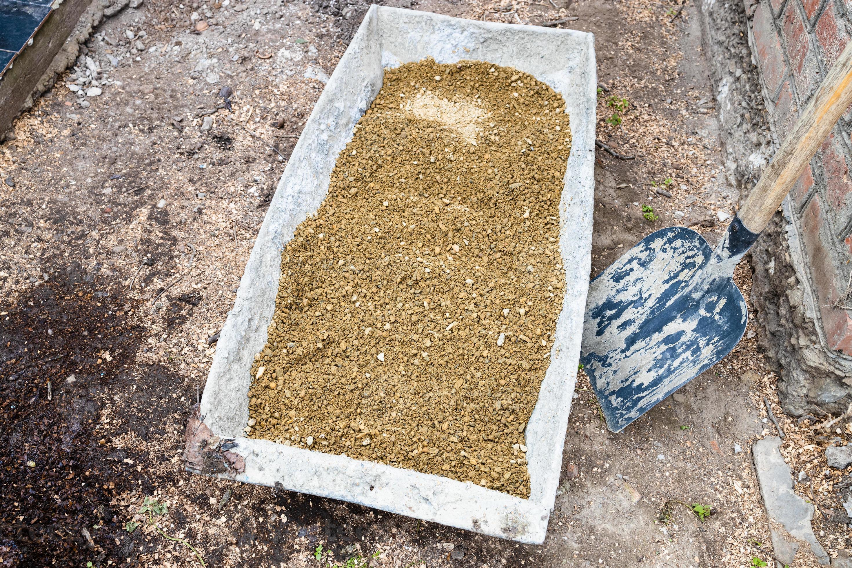 sand and gravel mix in bath for making concrete 22919337 Stock Photo at
