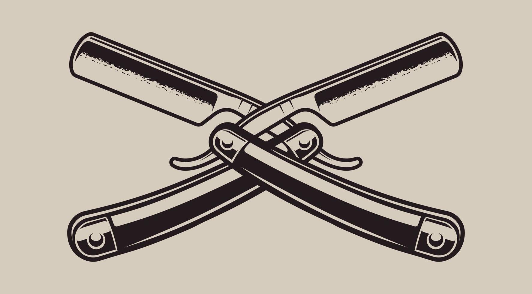 Vector illustration of crossed straight razors