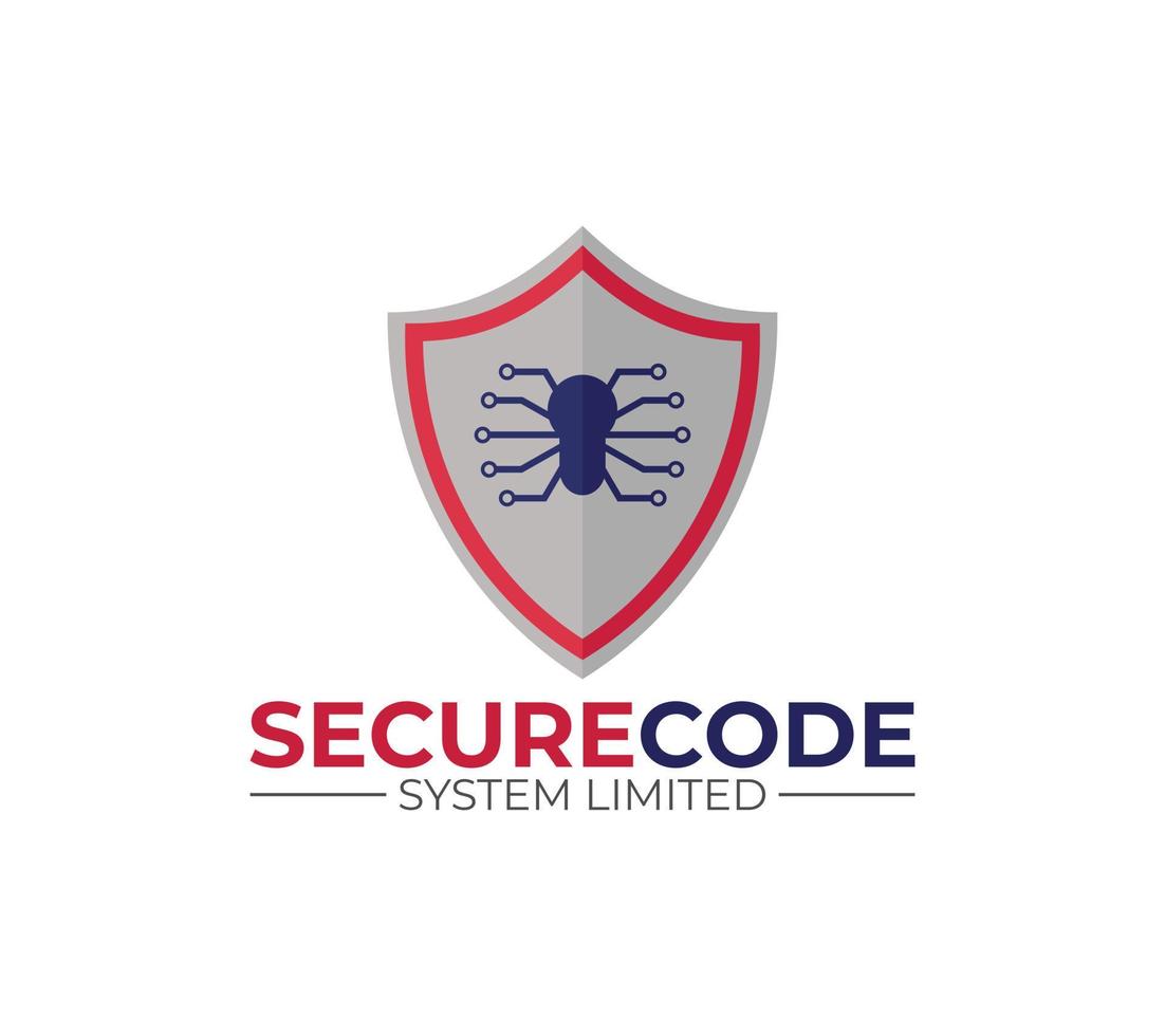 Secure Code logo with data security, system security, digital security and technology concept. On white background, Vector illustration.