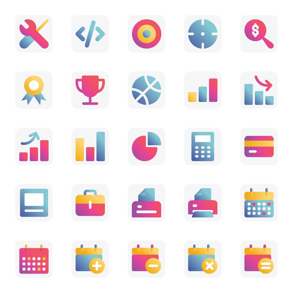 Gradient color icons for Universal web and mobile. vector