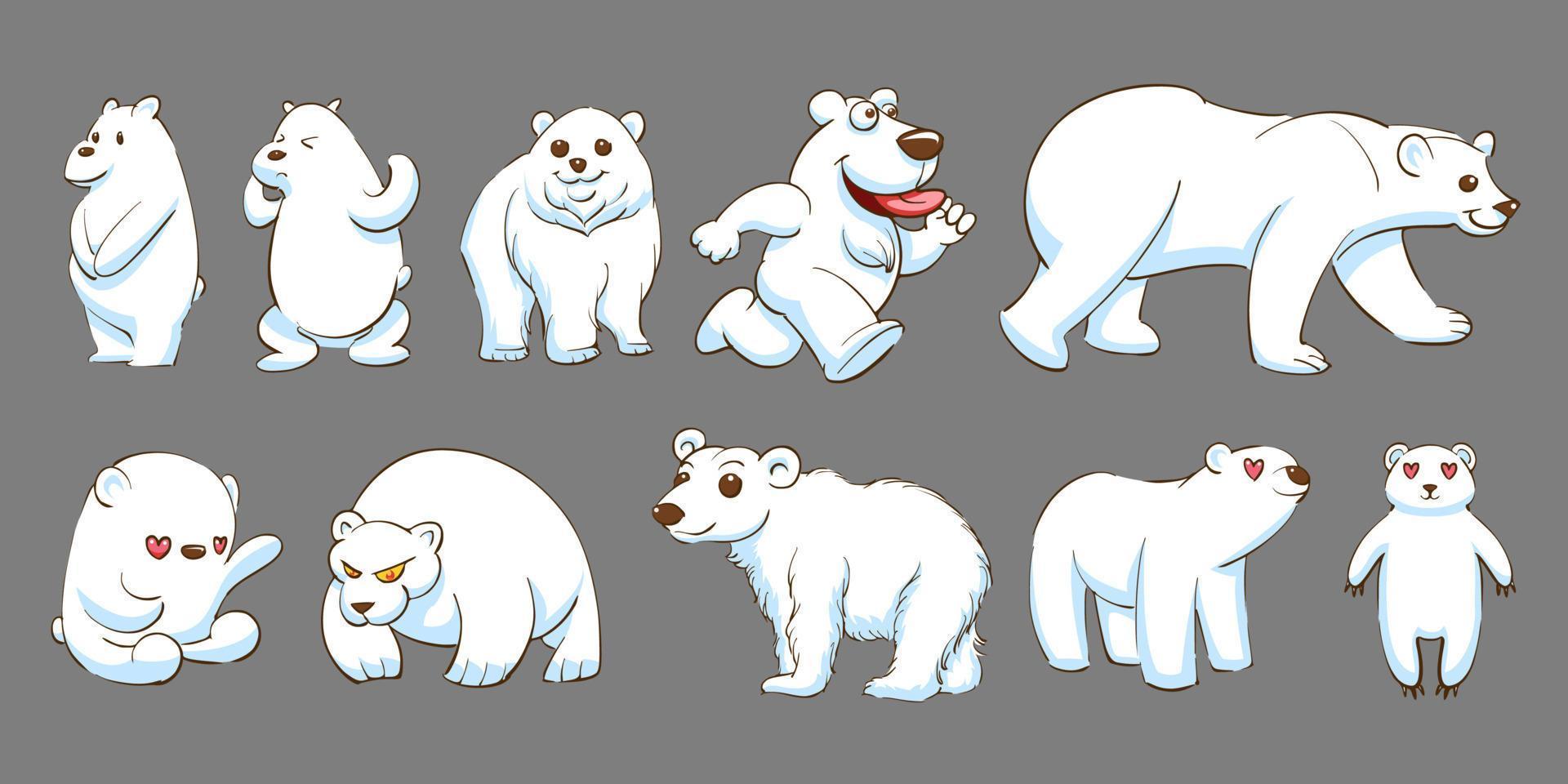 White bear vector set collection graphic clipart design