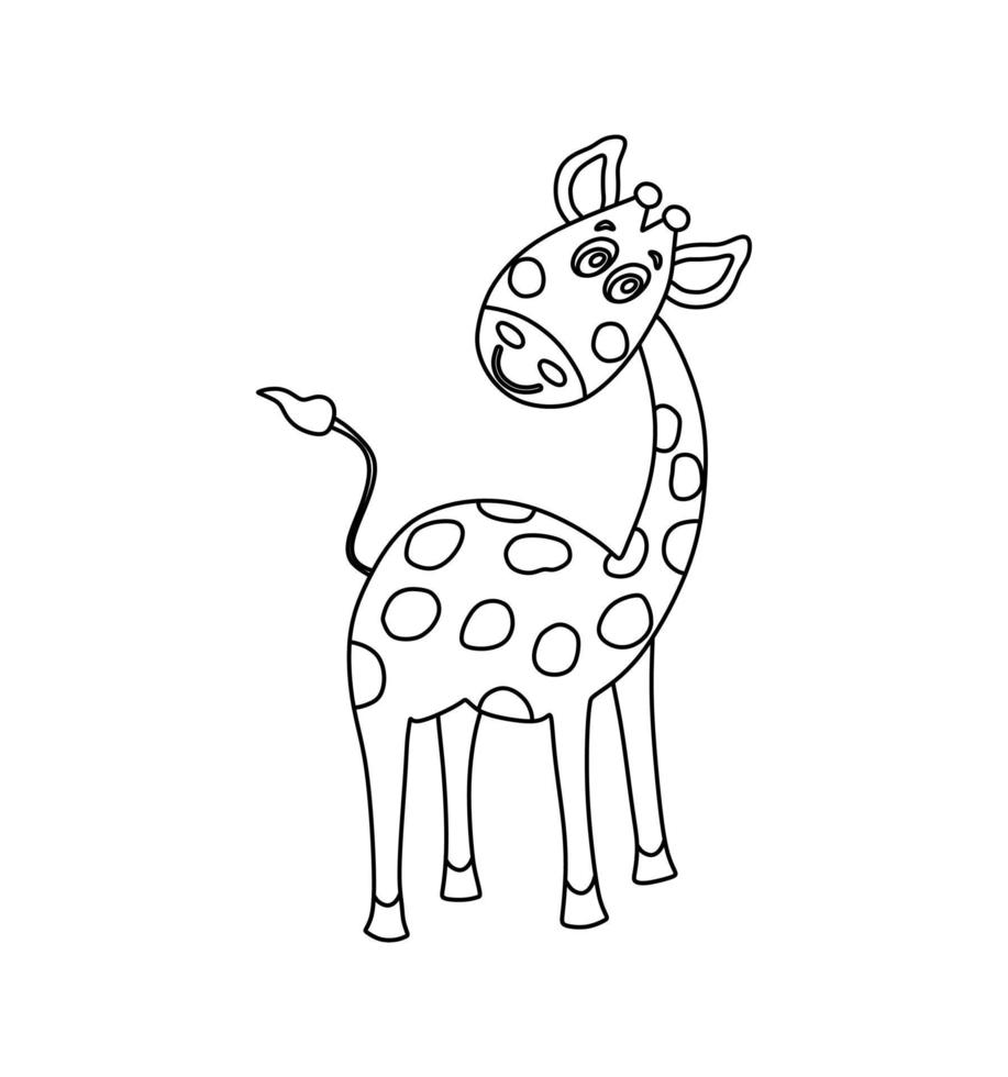 Giraffe Character Black and White Vector Illustration Coloring Book for Kids