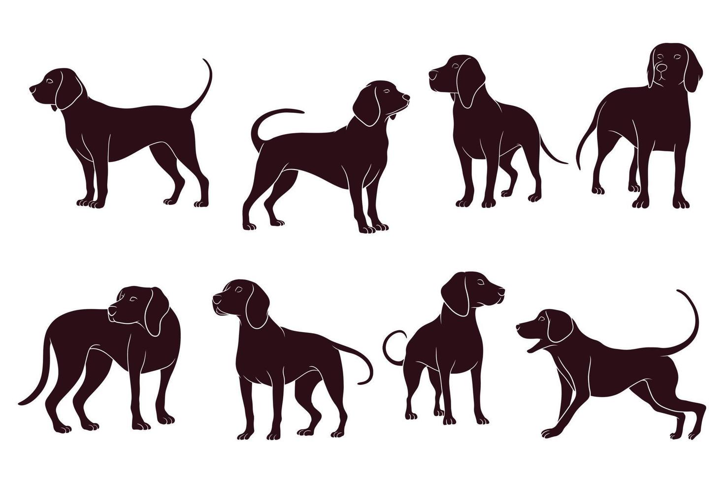 hand drawns silhouette of beagle dogs. vector illustration