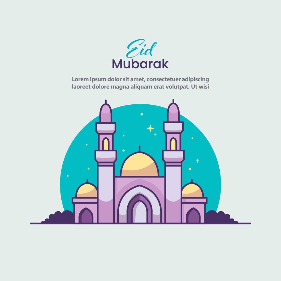 contento eid Mubarak plano ilustración. musulmán celebracion día. vector