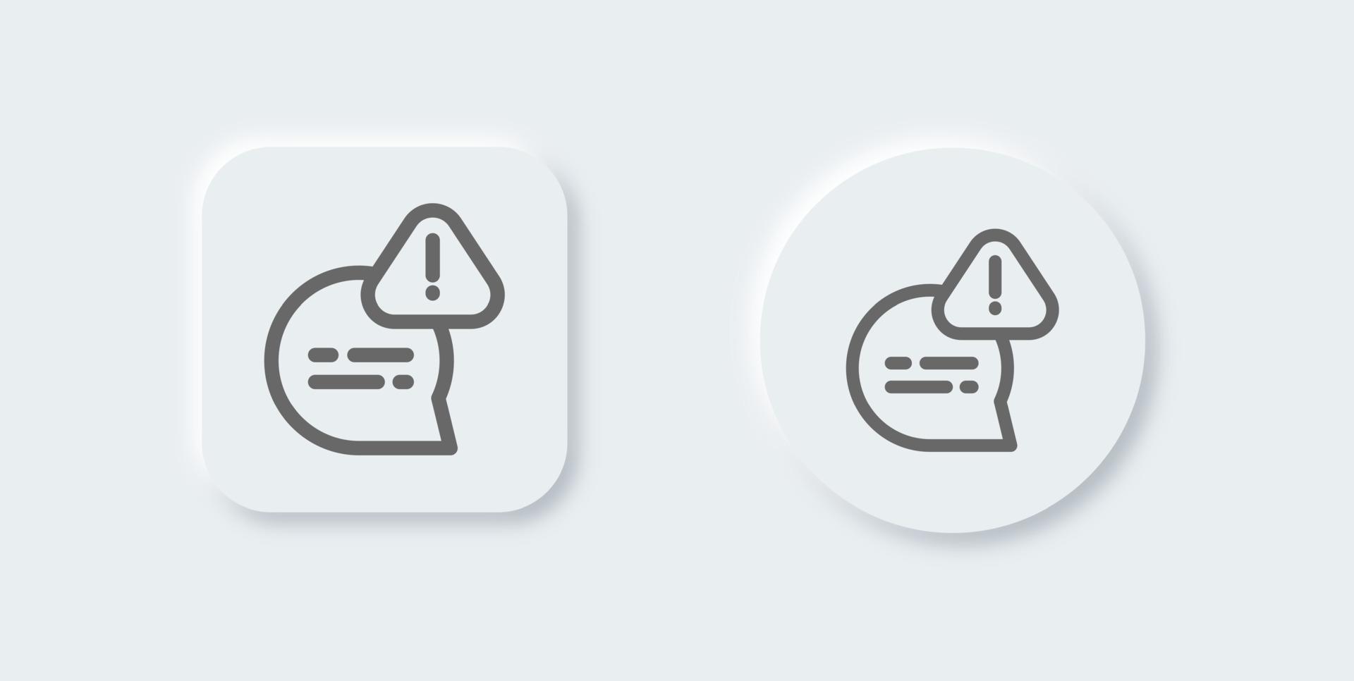 Error line icon in neomorphic design style. Alert signs vector illustration.