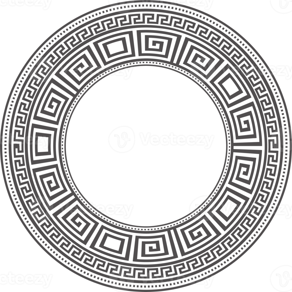 Circle Greek frame. Round meander border. Decoration elements pattern png