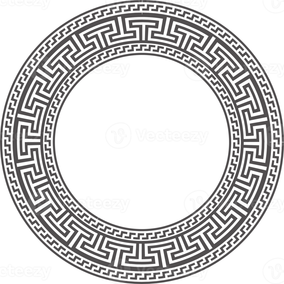 Circle Greek frame. Round meander border. Decoration elements pattern png