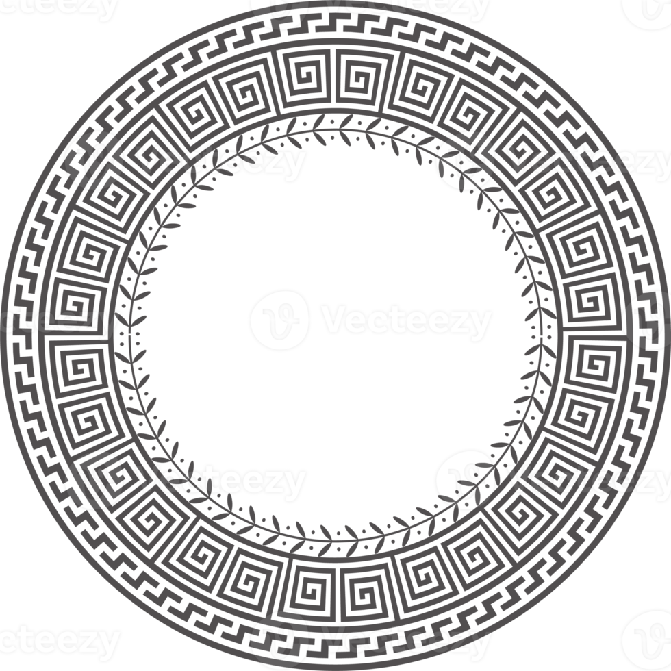 cirkel Grieks kader. ronde meander grens. decoratie elementen patroon png