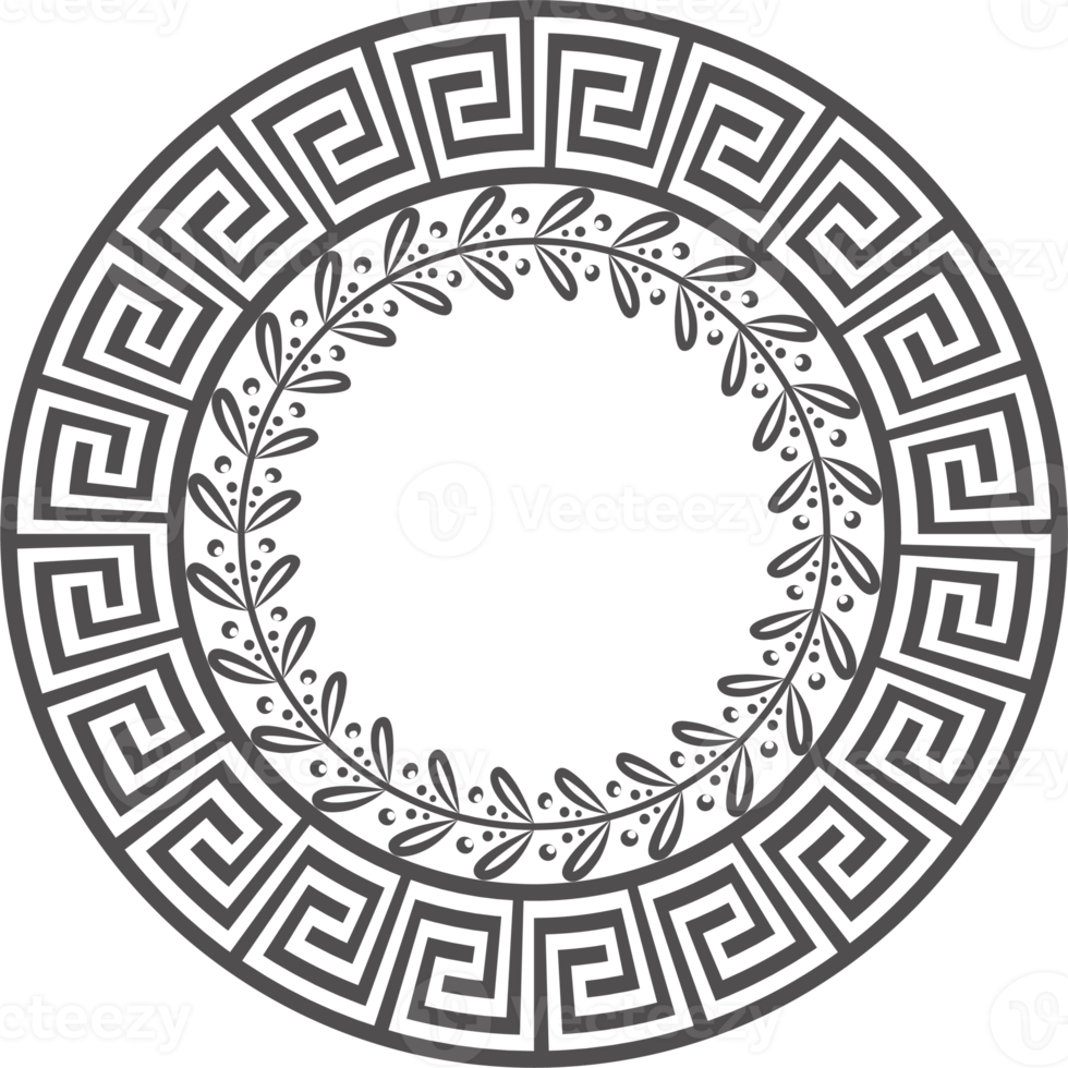 Circle Greek frame. Round meander border. Decoration elements pattern png