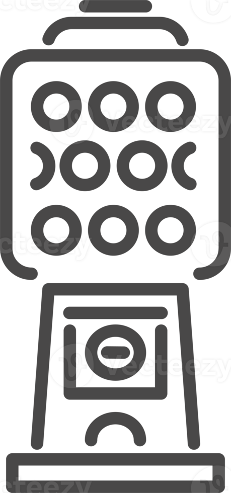 Gumball machine line icon. Retro vending dispenser for candies and bubble gums. Sweets slot illustration png