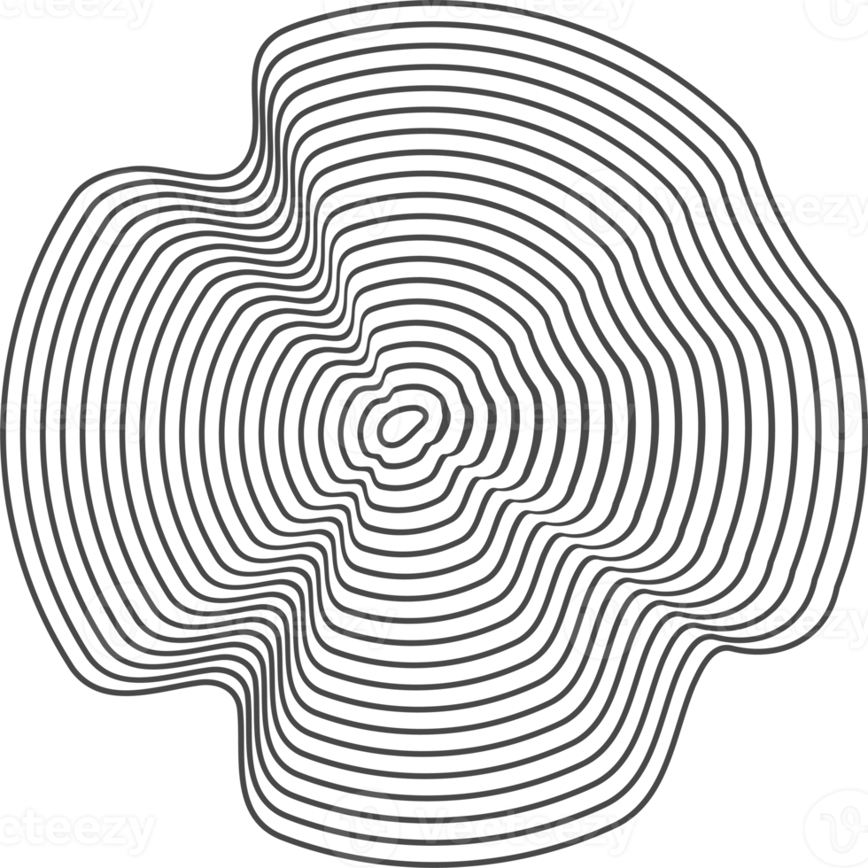 topografi linje cirklar. träd ringar organisk mönster. natur vågig kontur form. topografisk ikon png