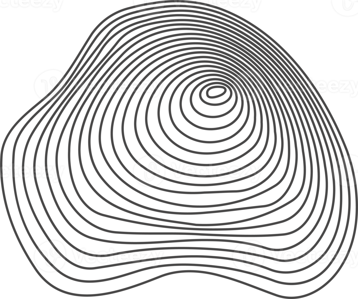 Topography line circles. Tree rings organic pattern. Nature wavy contour shape. Topographic icon png