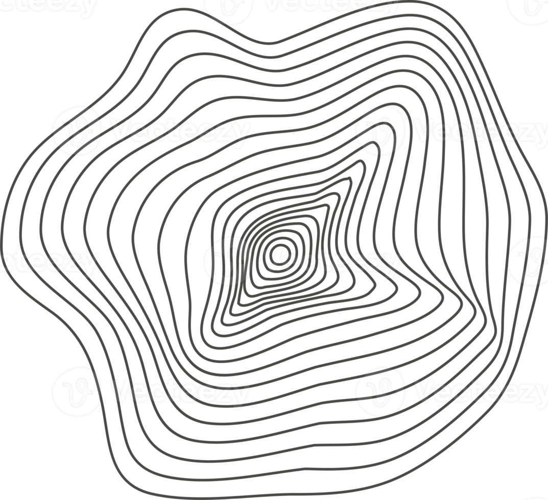 topografi linje cirklar. träd ringar organisk mönster. natur vågig kontur form. topografisk ikon png