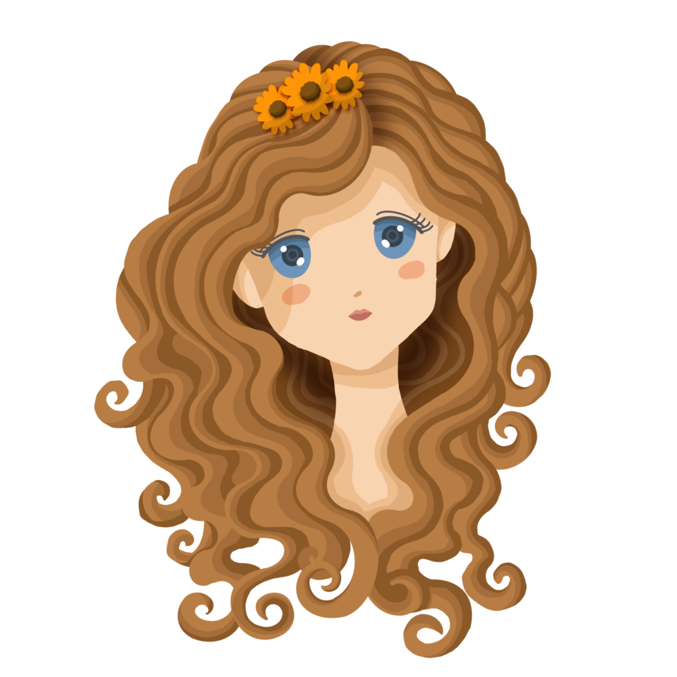 carino sorridente ragazza con lungo capelli png