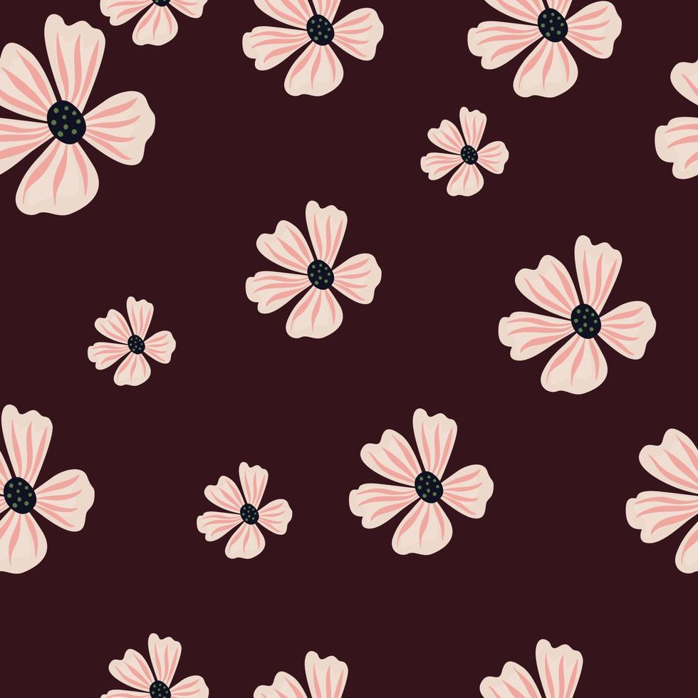 Chamomile flower seamless pattern in simple style. Abstract floral endless background. vector