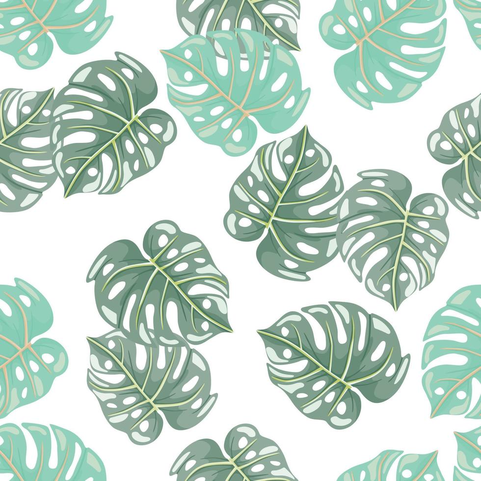 Decorative tropical leaf seamless pattern. Stylized exotic leaves background. Modern jungle plants endless wallpaper. vector