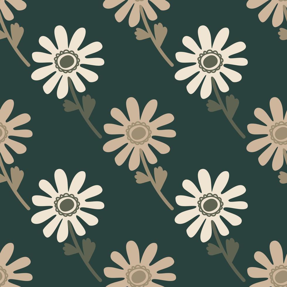 Naive flower seamless pattern. Cute floral endless background. vector