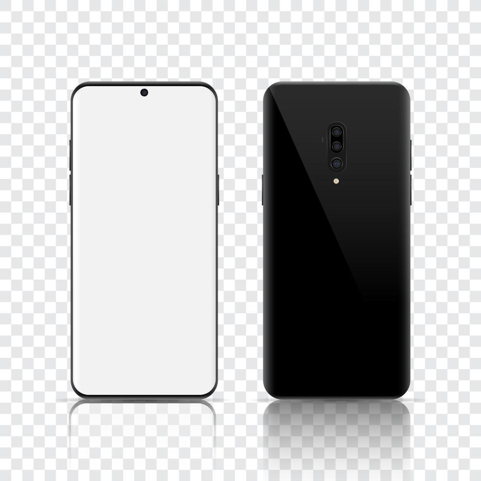 3D Realistic Black Mobile Phone Mockup Template vector