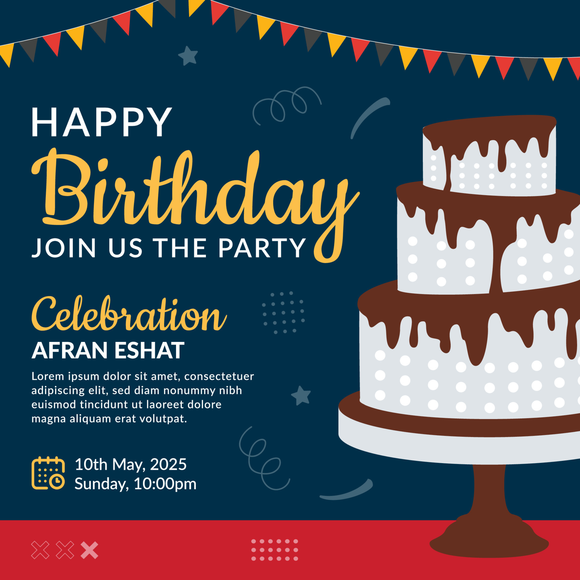 Happy Birthday Celebration invitation template 22920262 Vector Art at  Vecteezy