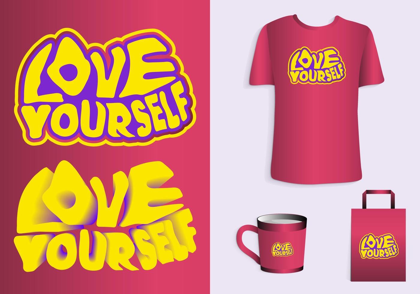 love your self. vintage typhography printable for graphic tee. t shirt, poster, sticker, mug, tote bag. merchandise print design. vector