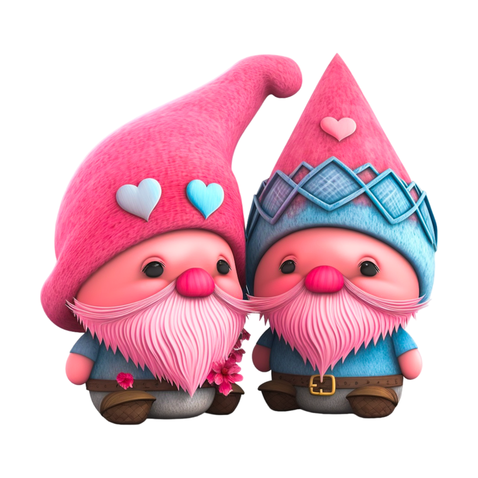 Valentines Day Gnome Pink Hat Couple White Transparent png