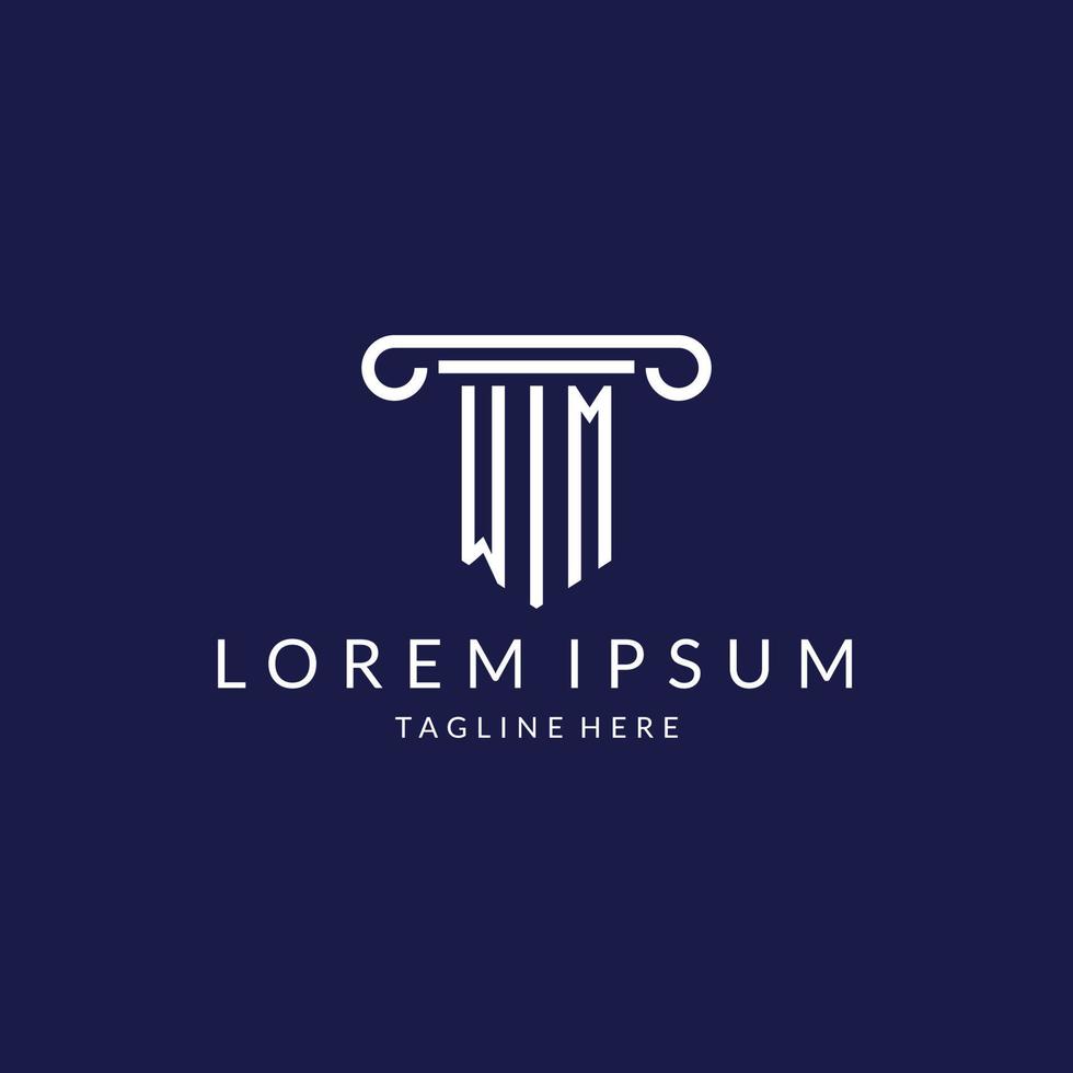 WM logo monogram with pillar shape designs vector