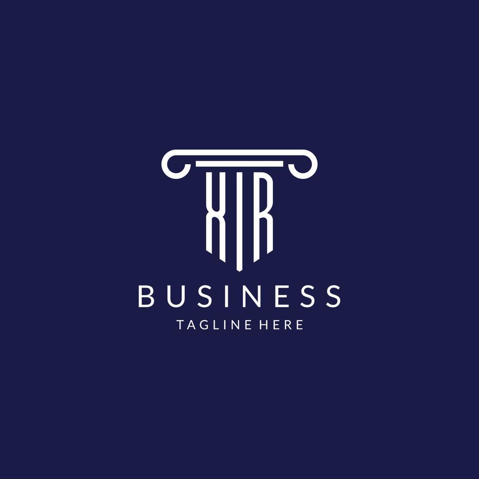 XR logo monogram with pillar shape designs vector