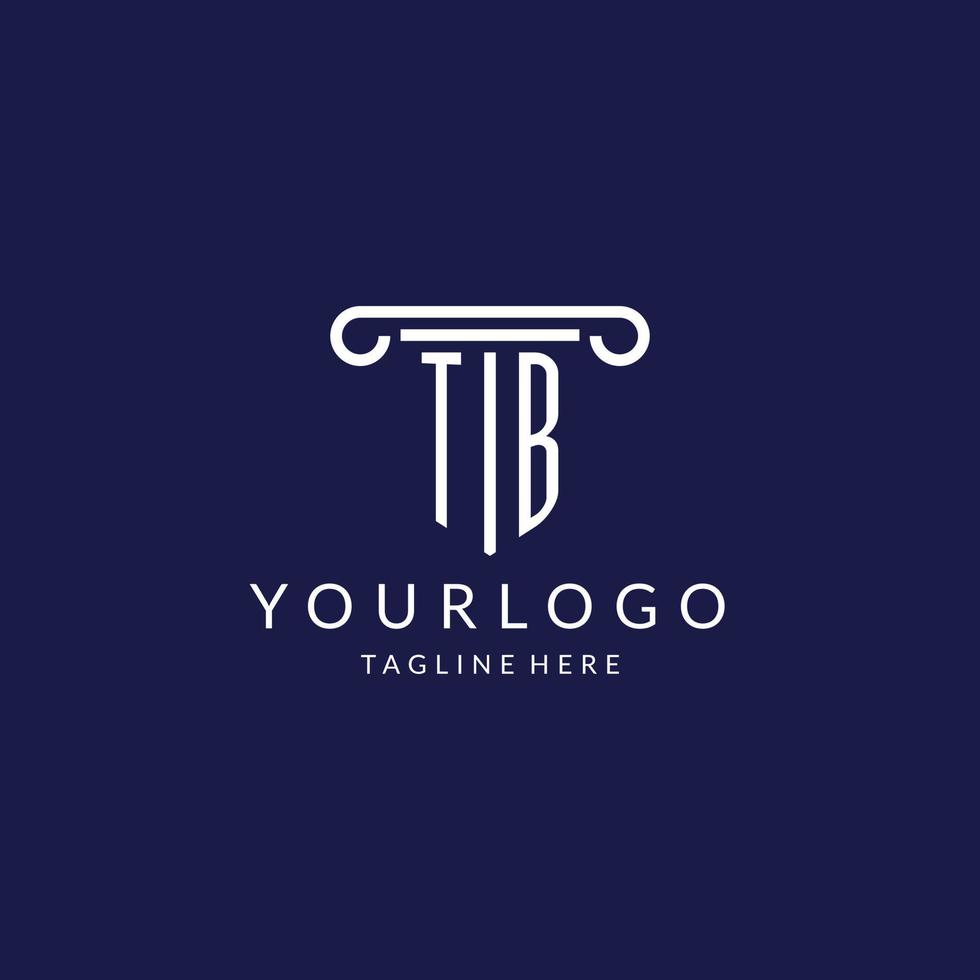TB logo monogram with pillar shape designs vector